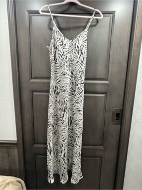 Dress Forum Zebra Print Slip Maxi Dress - Black & White